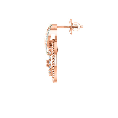 RKC 925 Silber Golden Gesamtgewicht 0,93 Karat Moissanit Anhänger Gewicht 3,37 g und Gewicht Ohrring 4,35 g, besetzt mit 14 Karat Roségold plattiert