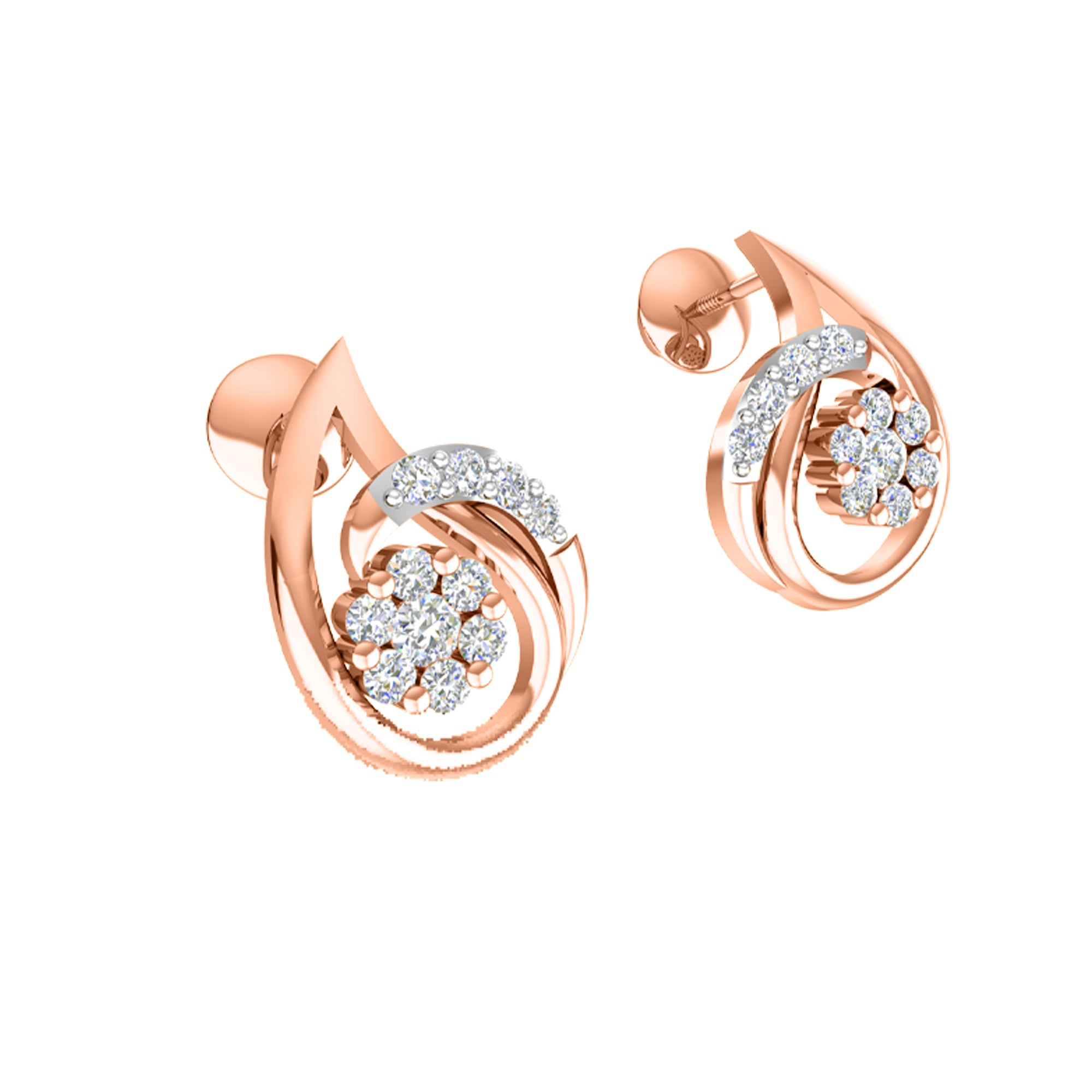 RKC 925 Silber, insgesamt 0,42 ct Moissanit-Anhänger, Ohrring-Set, Gewicht 5,40 g, mit 14-karätiger Rosévergoldung