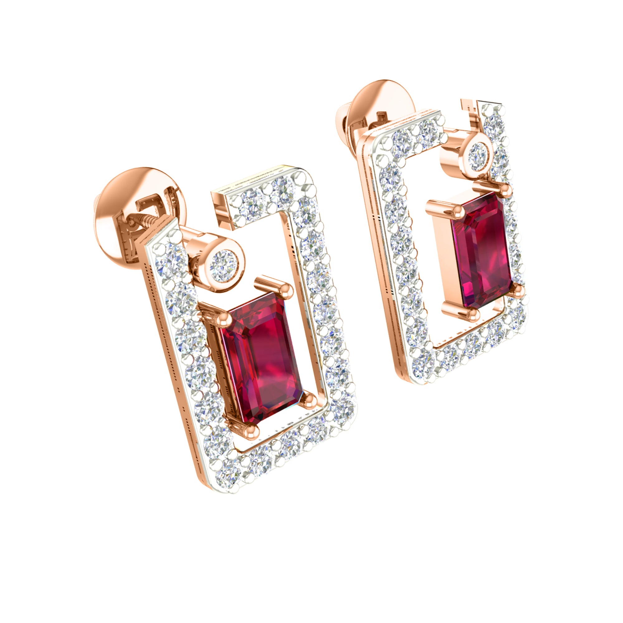 Ciondolo con rubino in argento dorato RKC 925 da 1,00 ct totale, peso 3,70 g e orecchino da 2,10 g, set con placcatura in oro giallo 14 carati