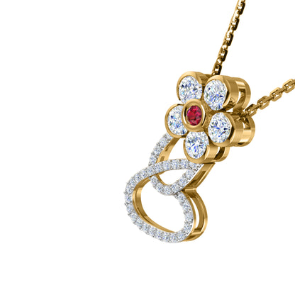 RKC 1,65 Karat Moissanit-Blumenanhänger, 925er Silberschmuck, 14 Karat Roségold vergoldet, Gewicht 4,90 g, Höhe 26,00 mm