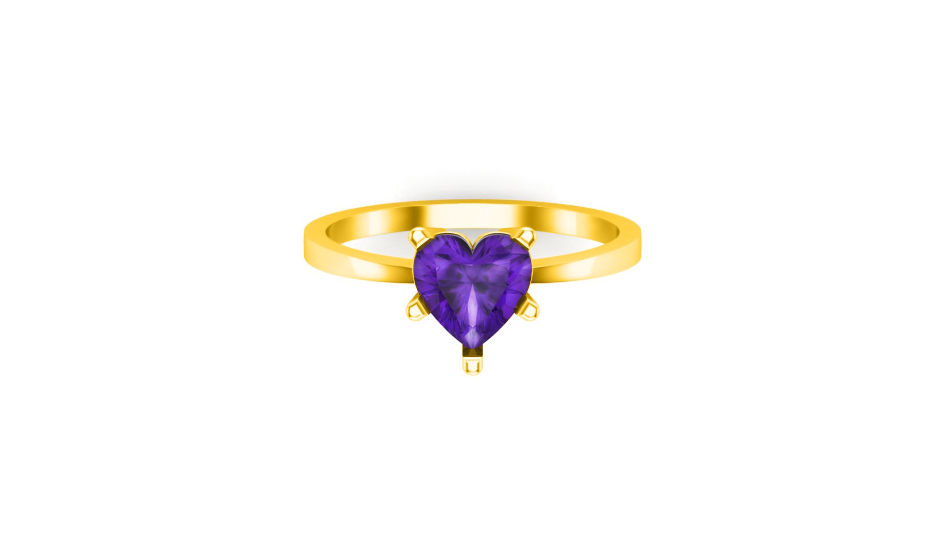 RKC Birthstone Amethyst Engagement Rings 14k Yellow/ White Gold Plated Gift For Her Wt 1.90 gm Width 1.50 MM