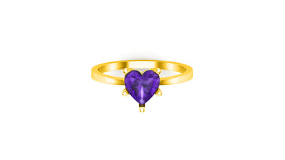 RKC Birthstone Amethyst Engagement Rings 14k Yellow/ White Gold Plated Gift For Her Wt 1.90 gm Width 1.50 MM