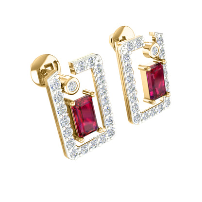 Ciondolo con rubino in argento dorato RKC 925 da 1,00 ct totale, peso 3,70 g e orecchino da 2,10 g, set con placcatura in oro giallo 14 carati