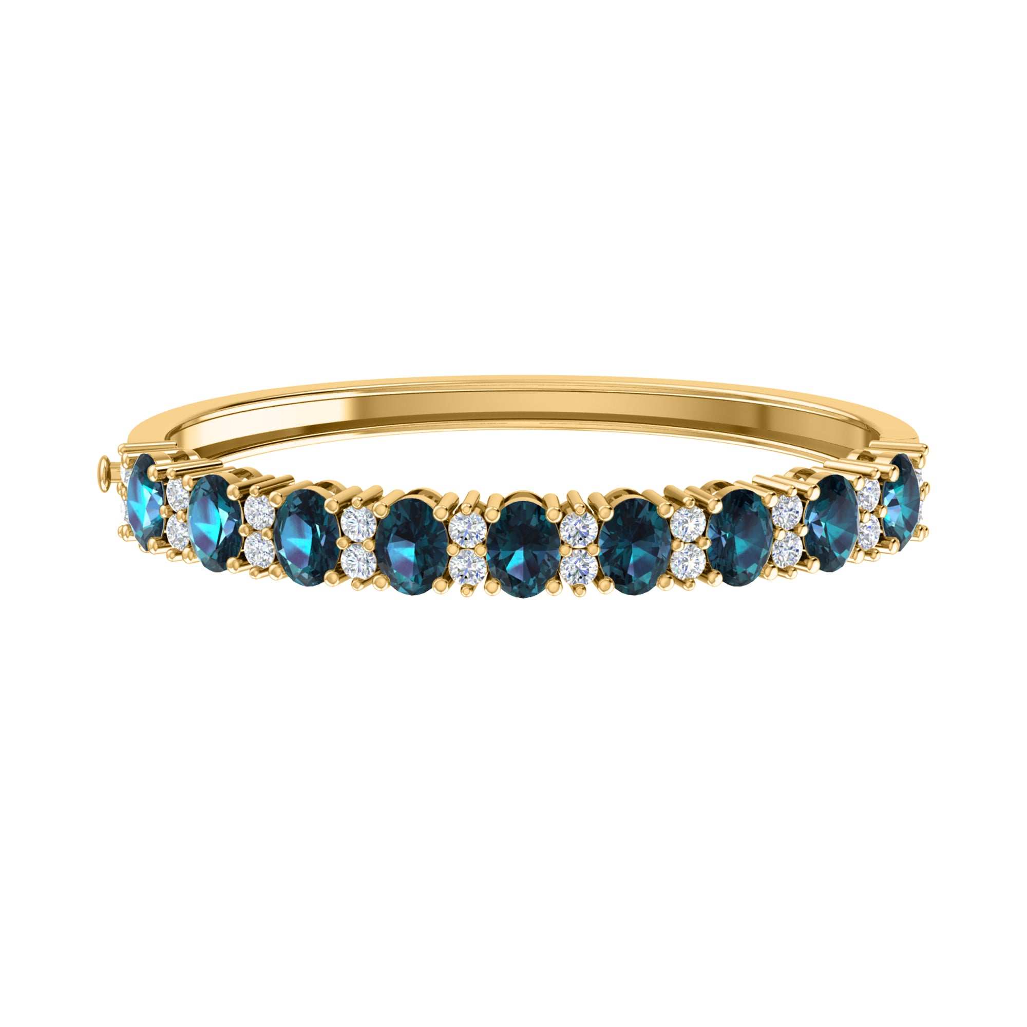Bracciale rigido da donna in argento sterling 925 RKC da 13,25 CT, oro giallo 14 carati, peso 18,00 GM, altezza 46,00 MM