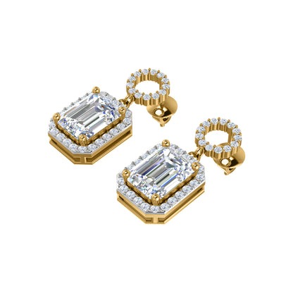 RKC 925 Sterling Silver Drop Ciondola Halo Orecchino da donna in oro giallo 14k su peso 3,20 altezza 19,60 mm