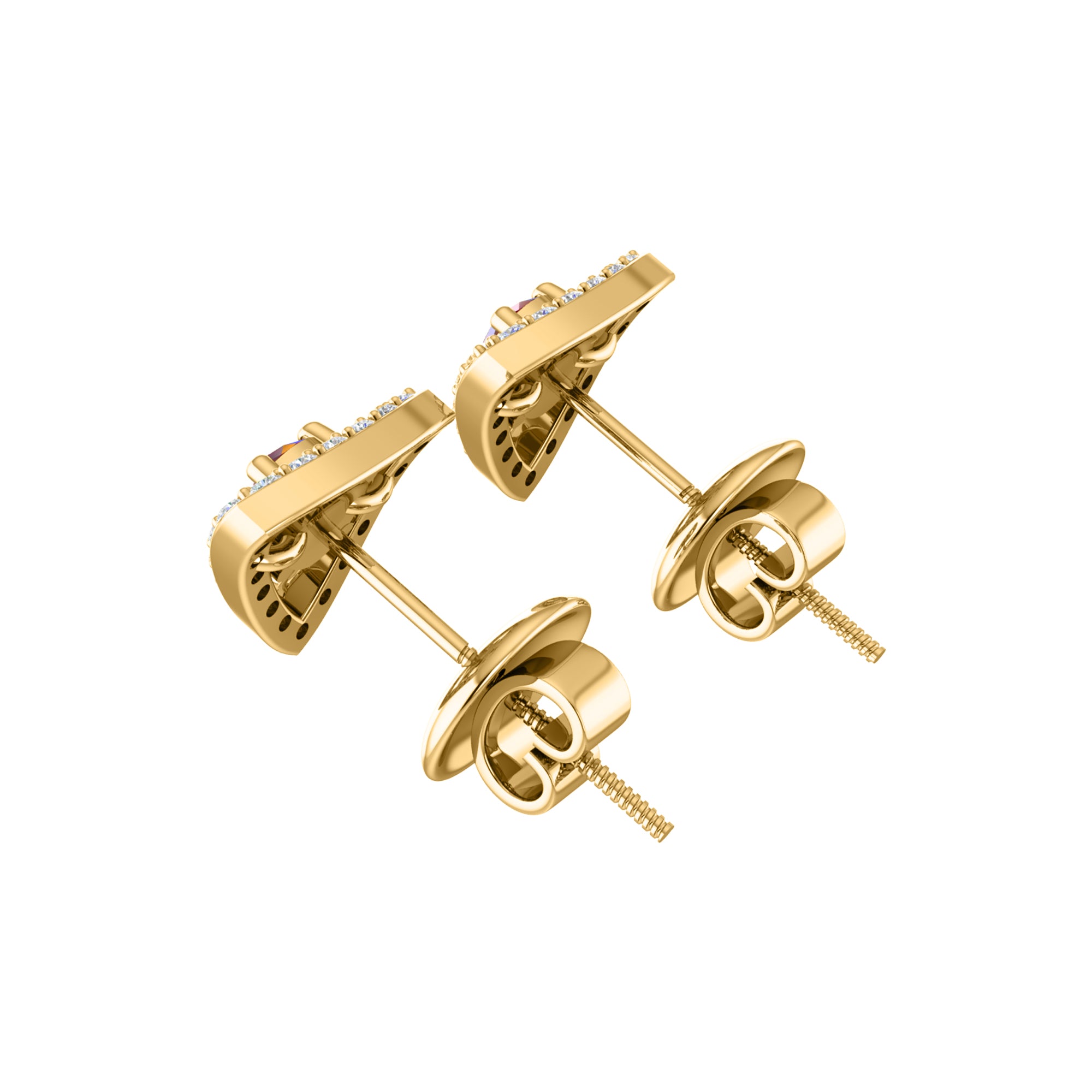 RKC Halo-Ohrstecker aus 925er Sterlingsilber für Damen, 14 Karat Gelb, Gewicht 3,50 g, Höhe 10,50 mm