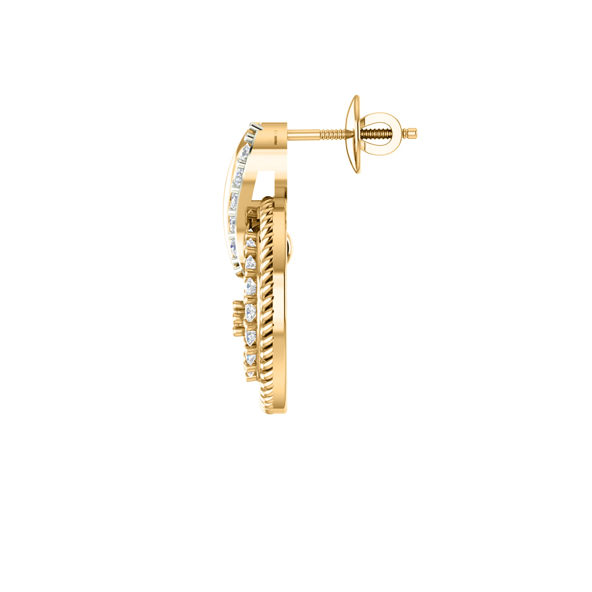 RKC 925 Silber Golden Gesamtgewicht 0,93 Karat Moissanit Anhänger Gewicht 3,37 g und Gewicht Ohrring 4,35 g, besetzt mit 14 Karat Roségold plattiert