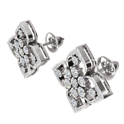 RKC 925 Sterling Silber Damen-Ohrring mit Blumenmuster für den täglichen Gebrauch, 14 Karat Gelb, Produktgewicht: 2,80 GM, Höhe: 14,70 mm