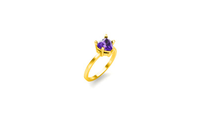 RKC Birthstone Amethyst Engagement Rings 14k Yellow/ White Gold Plated Gift For Her Wt 1.90 gm Width 1.50 MM