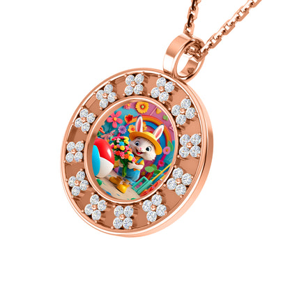 Ciondolo con foto Halo in Moissanite da 0,48 ct, gioielli in argento 925, placcato in oro giallo 14 carati, peso 5 g, altezza 20 mm
