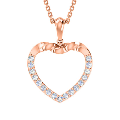 Ciondolo a forma di cuore in moissanite da 0,51 ct RKC, gioielli in argento 925 placcati in oro bianco 14 carati, peso 3,60 g, altezza 28 mm.