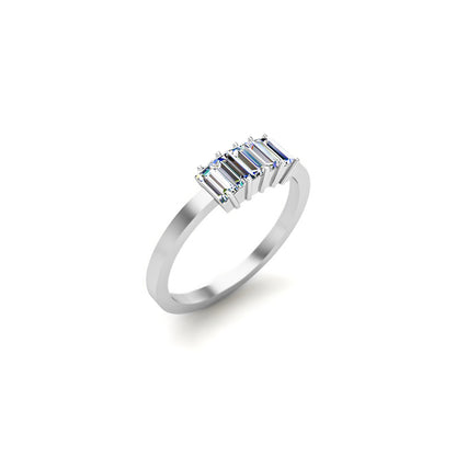 RKC Baguette Moissanit Damen-Geschenkring mit Versprechensband, 925er Silber, 14 Karat Gelbgold vergoldet, Gewicht 1,60 g, Breite 1,60 mm