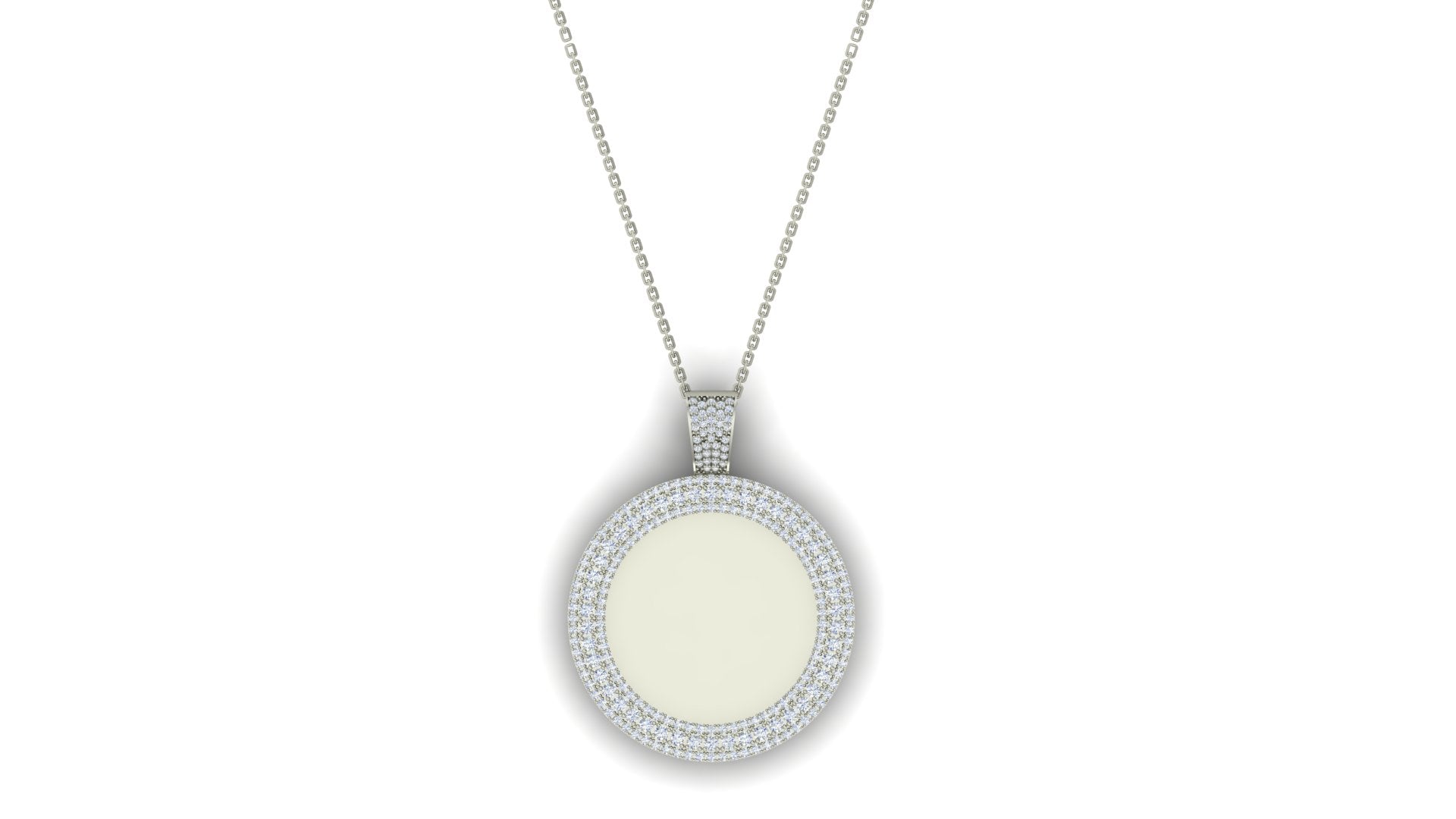 RKC Certified Moissanite Photo Memory Pendant Necklace 14k Yellow Gold Plated 925 Silver