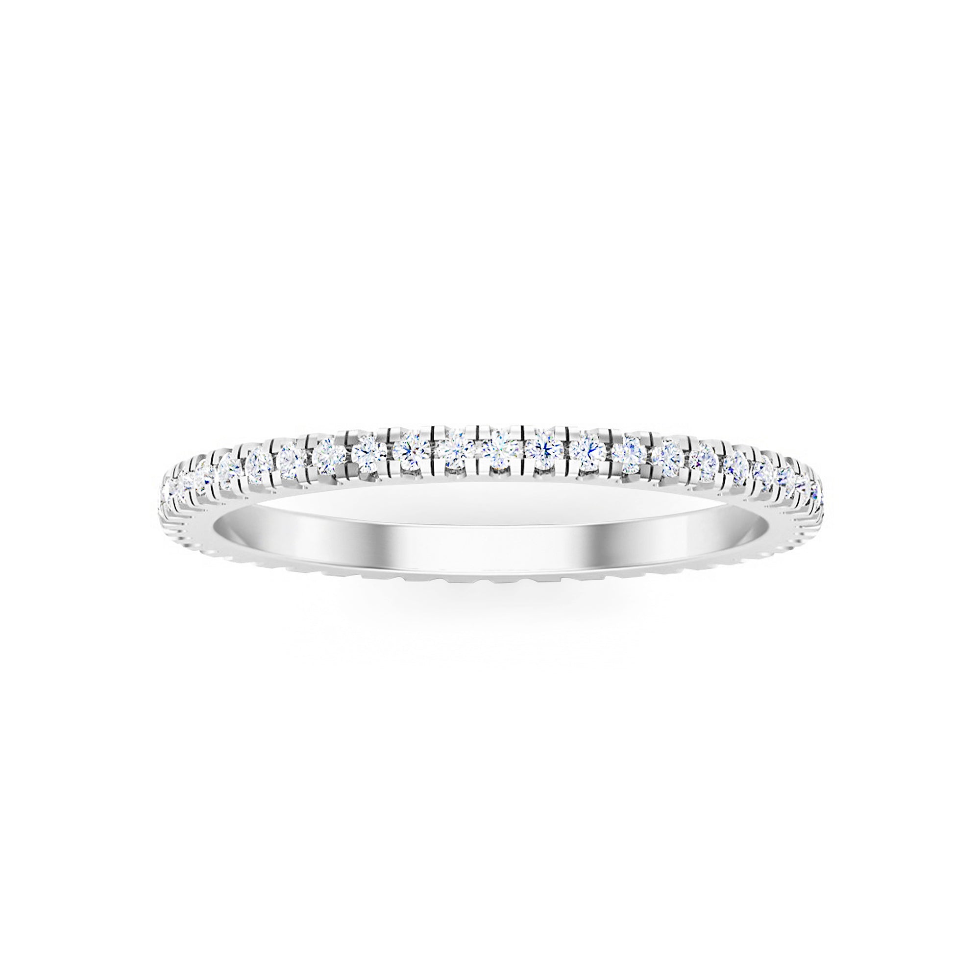RKC Moissanit Damen-Eternity-Band-Verlobungsring, 14 Karat Roségold vergoldet, 925er Sterlingsilber, Gewicht 1,20 mm, Breite 1,60 mm