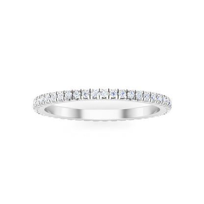 RKC Moissanit Damen-Eternity-Band-Verlobungsring, 14 Karat Roségold vergoldet, 925er Sterlingsilber, Gewicht 1,20 mm, Breite 1,60 mm