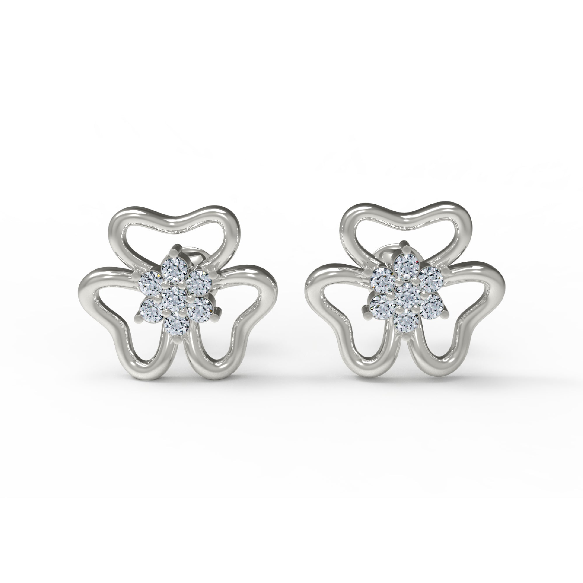 RKC 925 Sterling Silber Damen-Ohrring mit Blumenmuster für den täglichen Gebrauch, 14 Karat Rose über Produktgewicht 2,20 GM, Höhe 11,40 mm