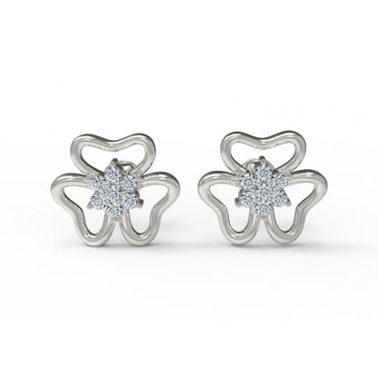 RKC 925 Sterling Silber Damen-Ohrring mit Blumenmuster für den täglichen Gebrauch, 14 Karat Rose über Produktgewicht 2,20 GM, Höhe 11,40 mm