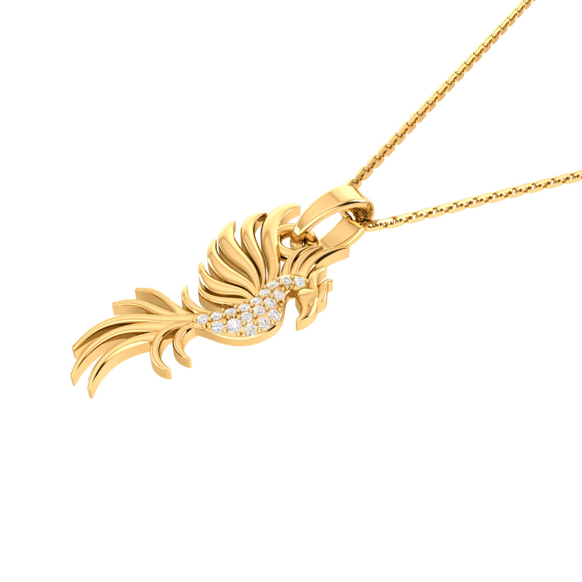 RKC Yellow Gold Plated Lovely Flying Animal Pendant With Link Chain