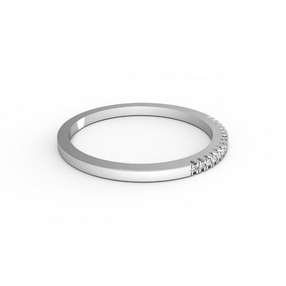 Fede nuziale RKC Moissanite da donna Half Eternity in argento 925 placcato oro rosa 14 carati Peso 1 g Larghezza 1,30 mm