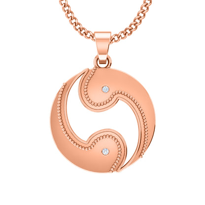 Ciondolo con ciondolo in moissanite da 0,018 ct, gioielli in argento 925, placcato in oro rosa 14 carati, 5 g, 24 mm