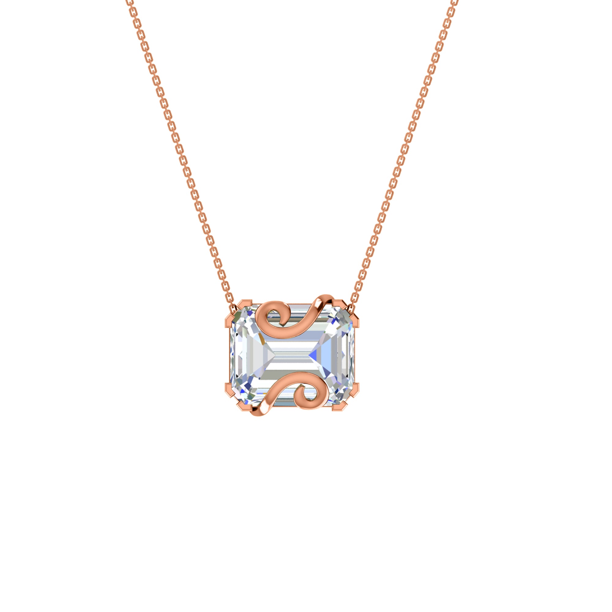 RKC 16 CT Solitär-Anhänger, 925er Silberschmuck, 14 Karat Roségold vergoldet, Gewicht 8,00 GM, Höhe 18,00 mm