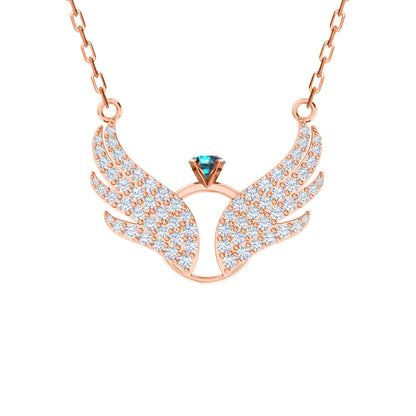 RKC 1,05 Karat Flügel-Anhänger, 925er Silberschmuck, 14 Karat Gelbgold vergoldet, Gewicht 5,60 g, Höhe 17,20 mm