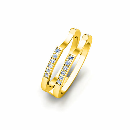 RKC 0,24 CT Fascia rinforzata con protezione avvolgente in Moissanite a taglio rotondo per donna in argento 925 Peso 4,30 g Larghezza 7,80 MM