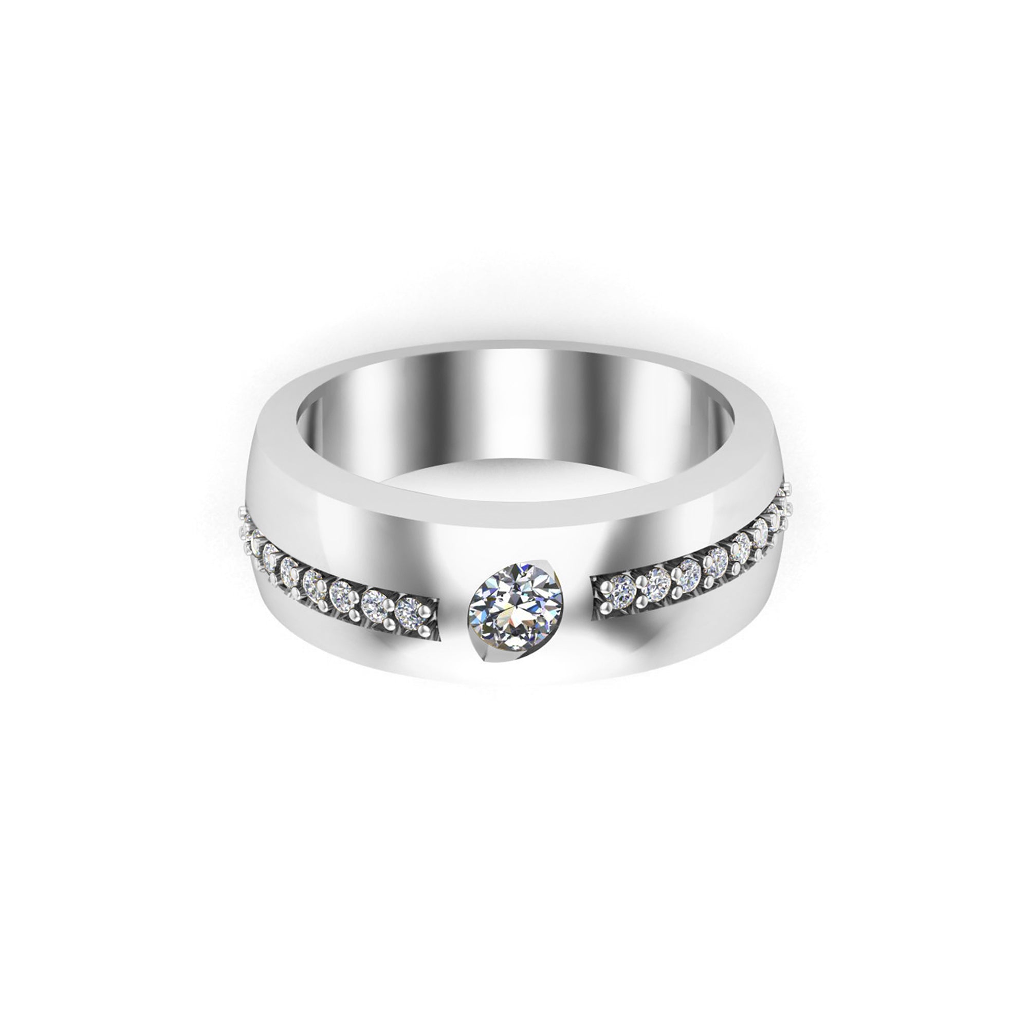 RKC Rundschliff-Moissanit-Verlobungsring, 925er Silber, 18 Karat Roségold vergoldet, für Herren, Gewicht 4 g, Breite 4,50 mm