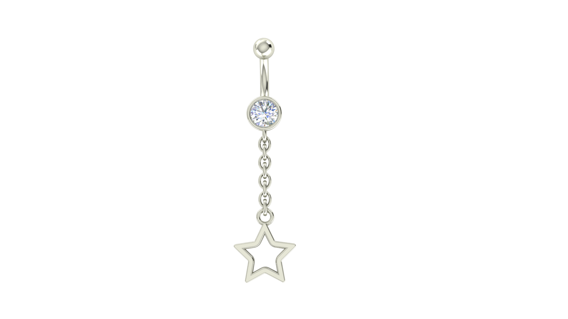 RKC JEWELRY 925 Sterling Silber Drop Star Damen-Bauchnabel, 14 Karat Gelbgold vergoldet, Gewicht 1,20 GM, Höhe 35 mm