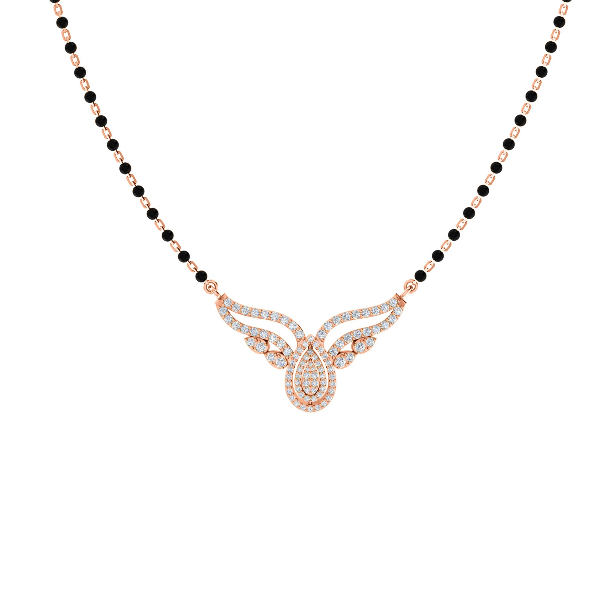 RKC Moissanite da 1 ct da donna Mangalsutra in argento 925 placcato in oro rosa 14k Peso del prodotto 5,50 g Altezza 19,50 mm