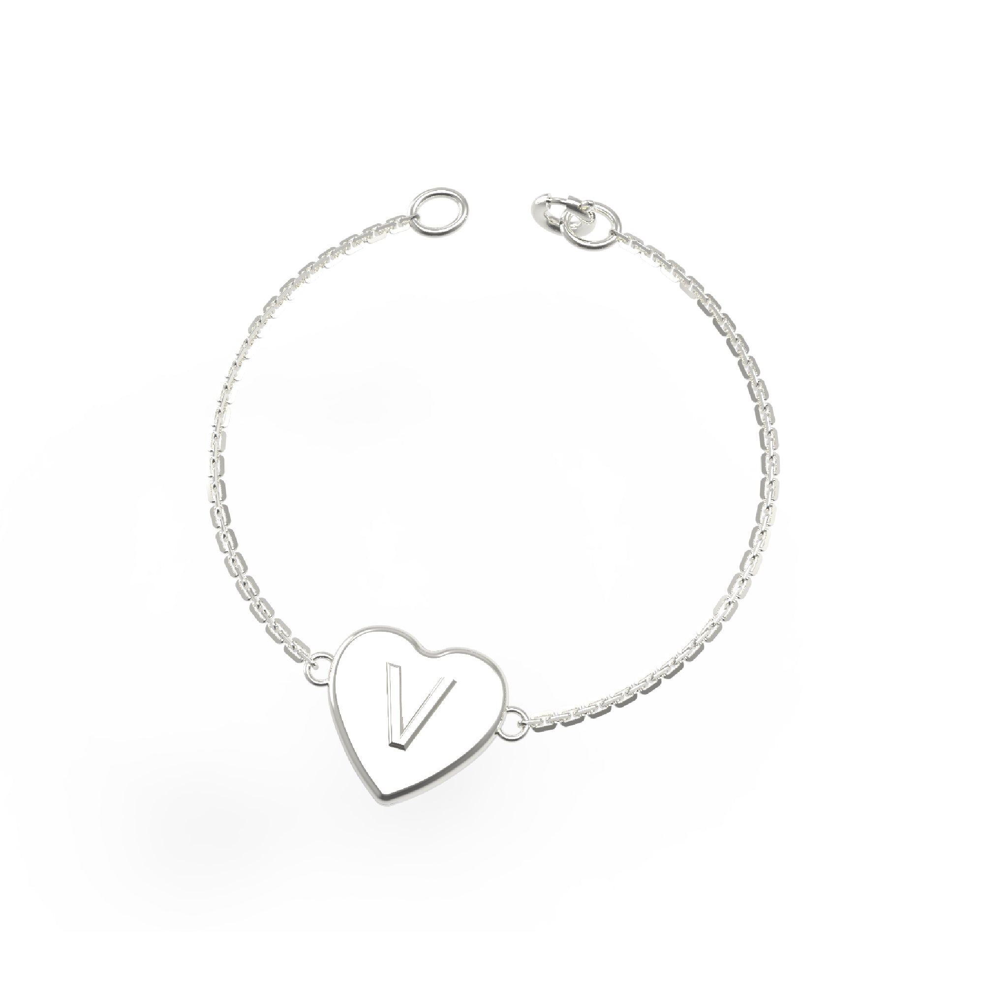 RKC 925 Sterling Silber Initiale Herz „V“ Buchstabenkette 14K Gelbgold vergoldet Produktgewicht 4,00 GM