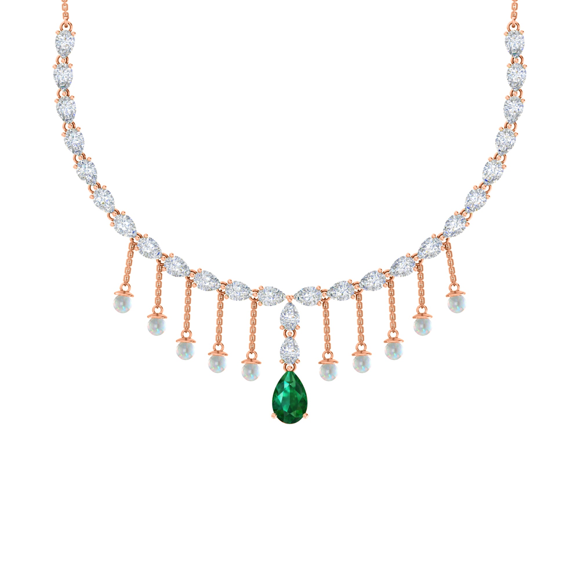 RKC Silver Statement Necklace 24 Carat Cubic Zirconia Necklace For Our Better Half Person Weight- 15gm