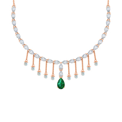 RKC Silver Statement Necklace 24 Carat Cubic Zirconia Necklace For Our Better Half Person Weight- 15gm