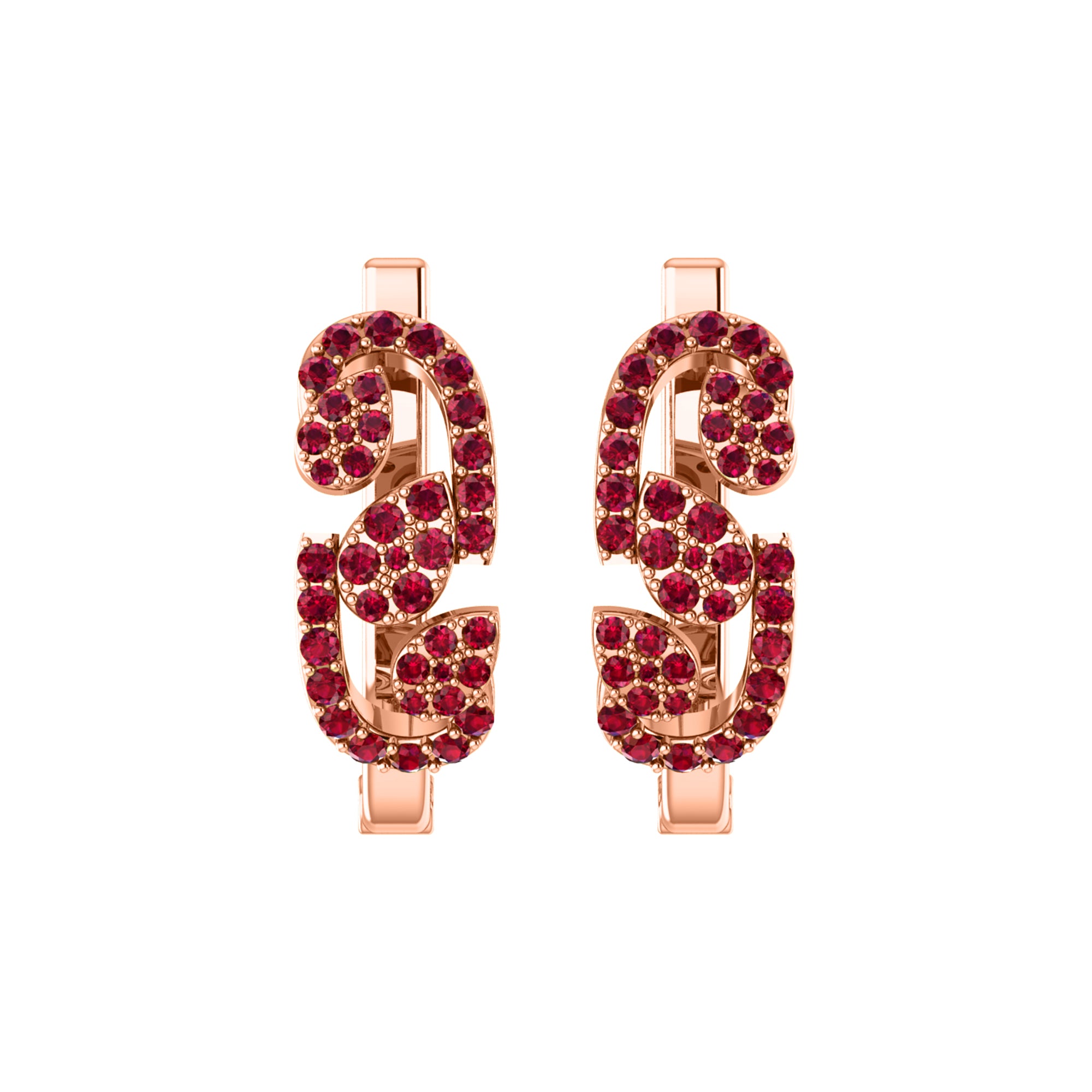 Orecchino da donna Hoops & Huggies in argento sterling RKC 925 con rosa 14k su peso 5,00 g, altezza 20,50 mm