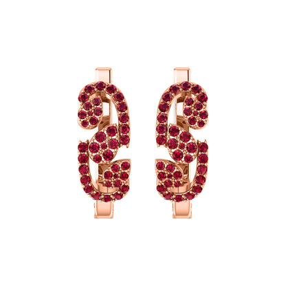 Orecchino da donna Hoops & Huggies in argento sterling RKC 925 con rosa 14k su peso 5,00 g, altezza 20,50 mm