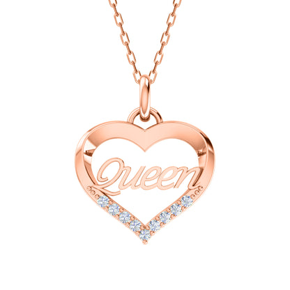Ciondolo a forma di cuore in moissanite da 0,22 ct, gioielli in argento 925, placcato in oro rosa 14 carati, peso 4,80 g, altezza 25,20 mm