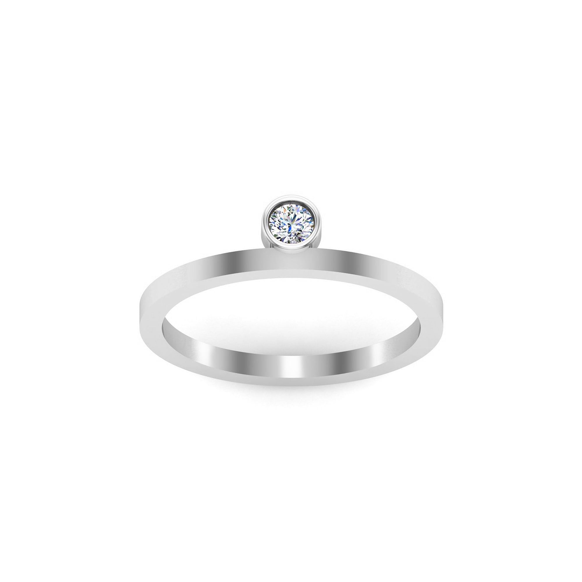 Anello di fidanzamento rotondo in moissanite RKC da 3 mm in argento 925 placcato in oro giallo 14k per donna Peso 1,40 g Larghezza 1,60 mm