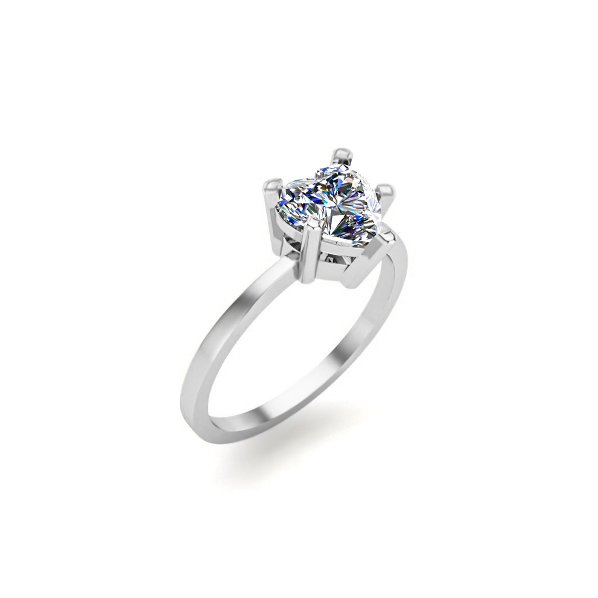 RKC Moissanit Schöner herzförmiger Solitärring aus 925er Sterlingsilber, 14 Karat Roségold vergoldet, Gewicht 1,90 g, Breite 1,50 mm