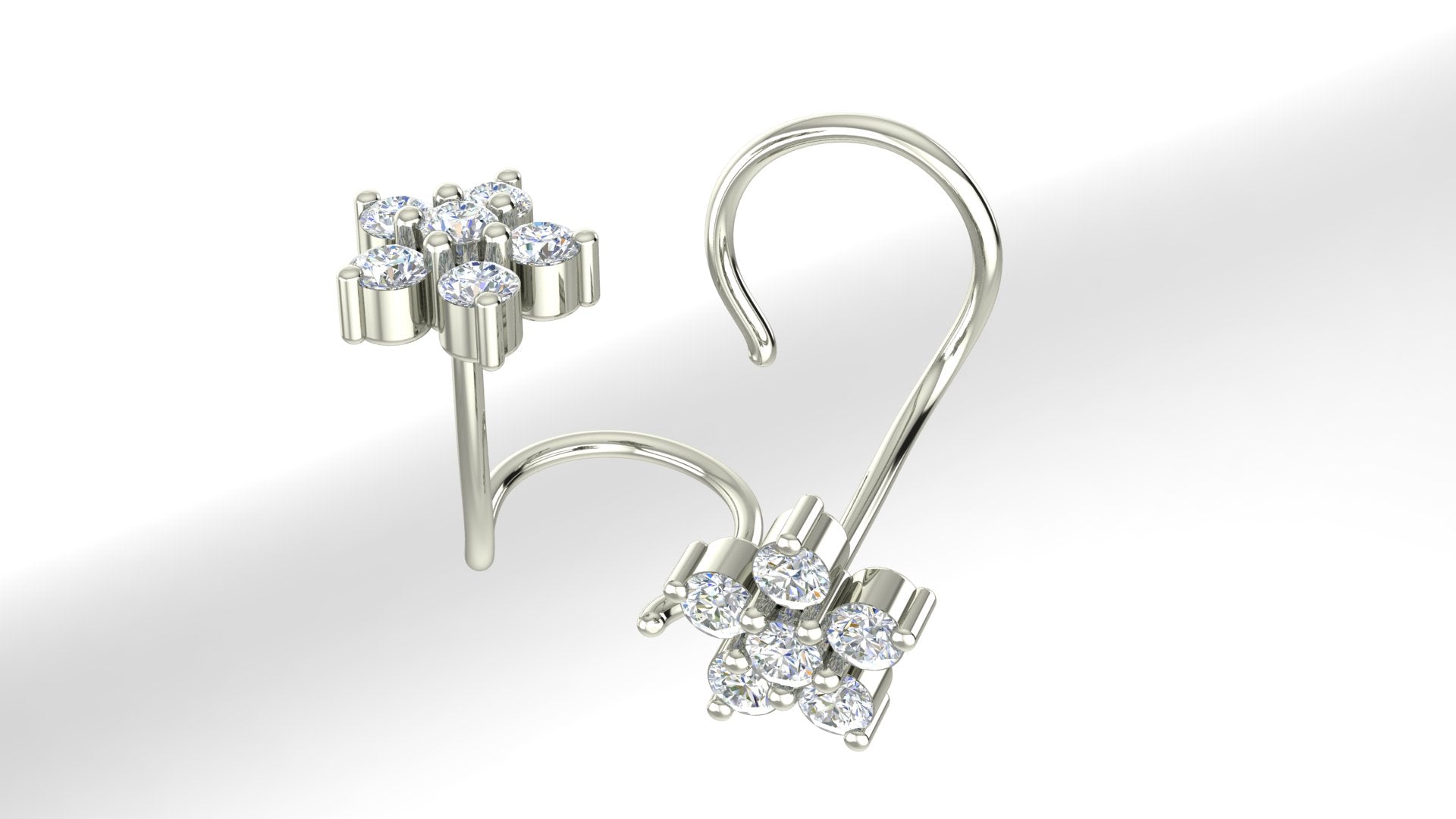 RKC Star Moissanite 925 Sterling Silver Earrings With 14K White Gold Plated Product Wt 1.30 gm