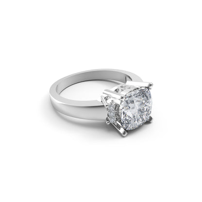 Fede nuziale solitaria in moissanite con taglio a cuscino RKC, argento 925, placcato oro giallo 14 carati, peso 3 g, larghezza 2,10 mm