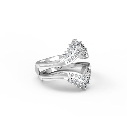 RKC Moissanit 925 Sterling Silber Hochzeit Enhancer Guard Verlobungsring 14 Karat Roségold vergoldet, Gewicht 6 g, Breite 6,50 mm