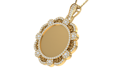RKC 0.86 Ct Memory Photo Pendant 14k Yellow Gold Plated 925 Silver Pendant For Gift Weight 5.50 gm
