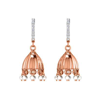 Orecchino da donna con clip a cerchio in argento sterling RKC 925, rosa 14 carati, peso del prodotto 4,00 GM, altezza 29,00 mm