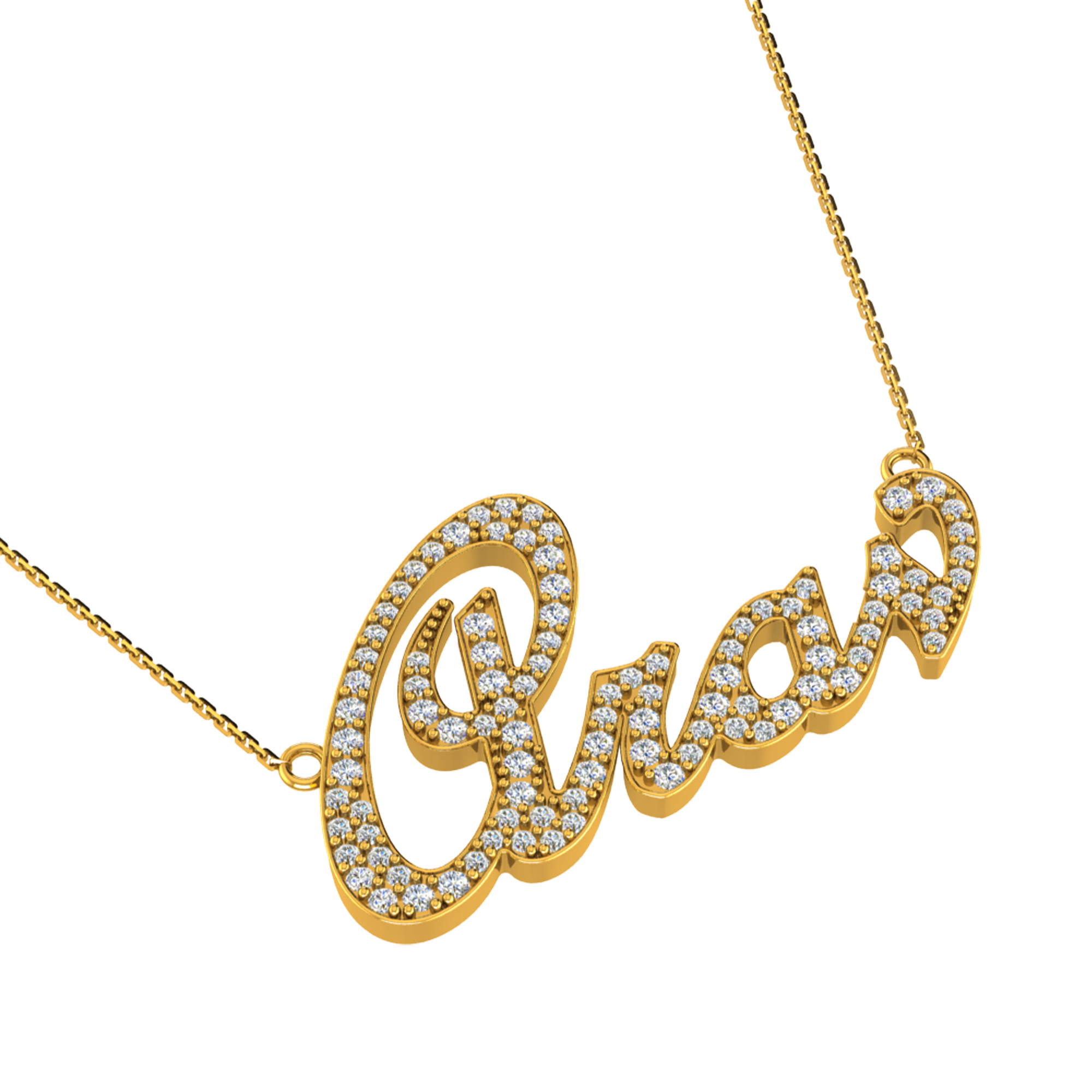 RKC Moissanite /Cubic Zirconia Initial Customize Name Pendant Necklace 14k Yellow Gold Plated