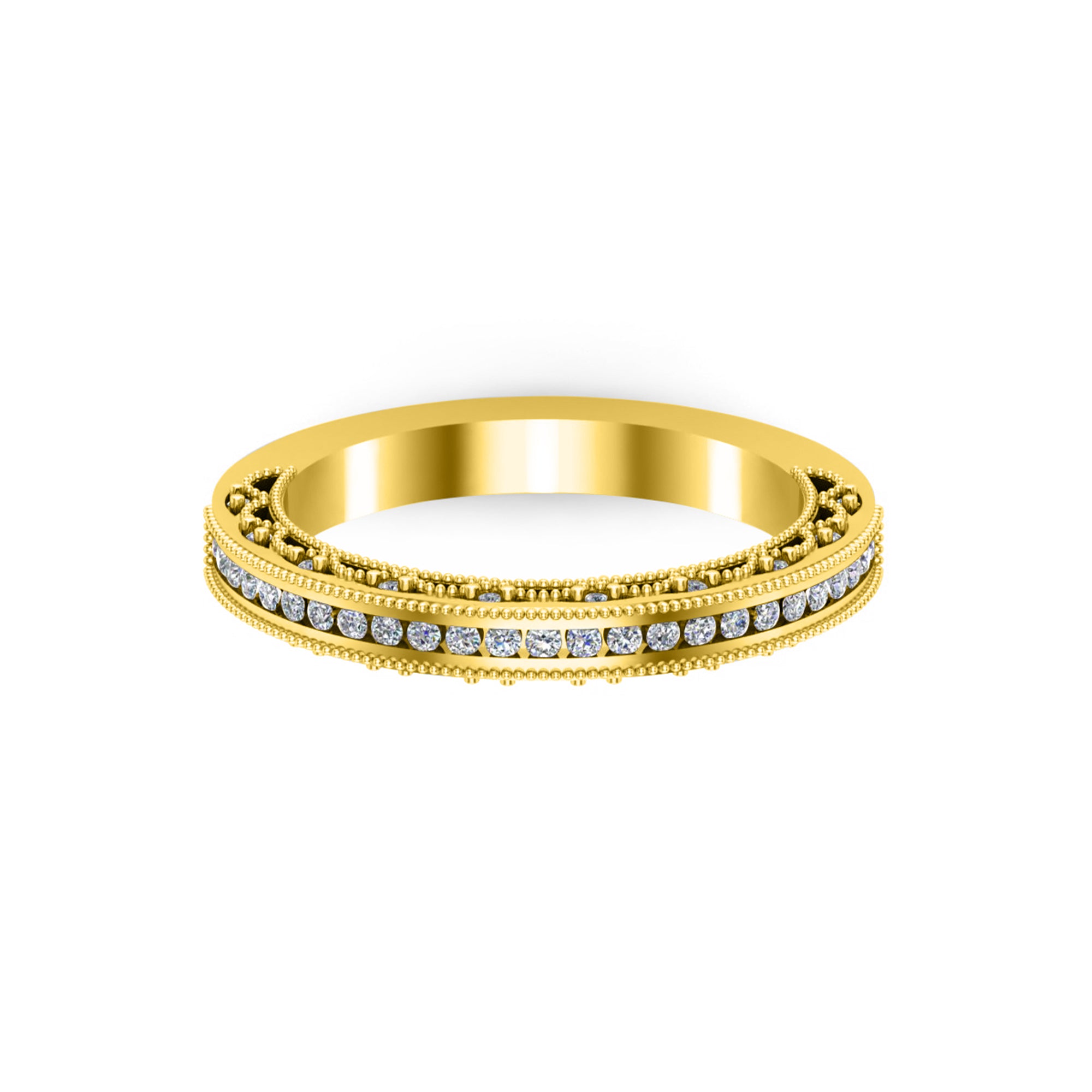 RKC Rundschliff-Moissanit-Ewigkeitsring für Damen, 925er-Silber, plattiert mit 14 Karat Gelbgold, Gewicht 3,30 g, Breite 2,50 mm