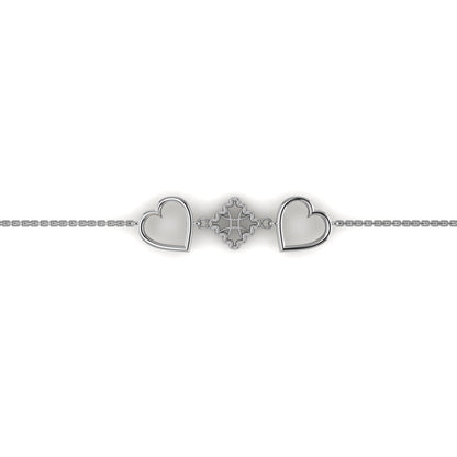 RKC 925 Sterling Silber Damen-Armband mit goldenem Herz, 14 Karat Gelbgold vergoldet, Gewicht 4,00 g, Höhe 12,00 mm