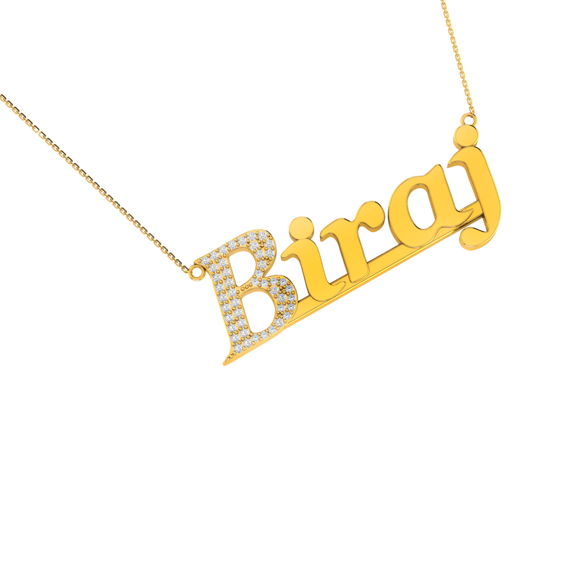 RKC Customize Initial Name Moissanite Pendant Necklace 14k Yellow Gold Plated Weight 4.2 gm