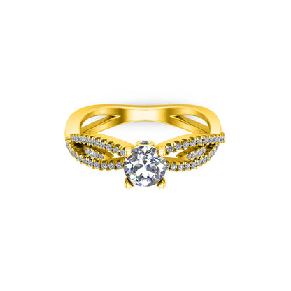 Anello di fidanzamento RKC rotondo GRA Moissanite Criss Cross Anello in argento 925 placcato oro rosa 14 carati Peso 3,50 g Larghezza 2,20 mm