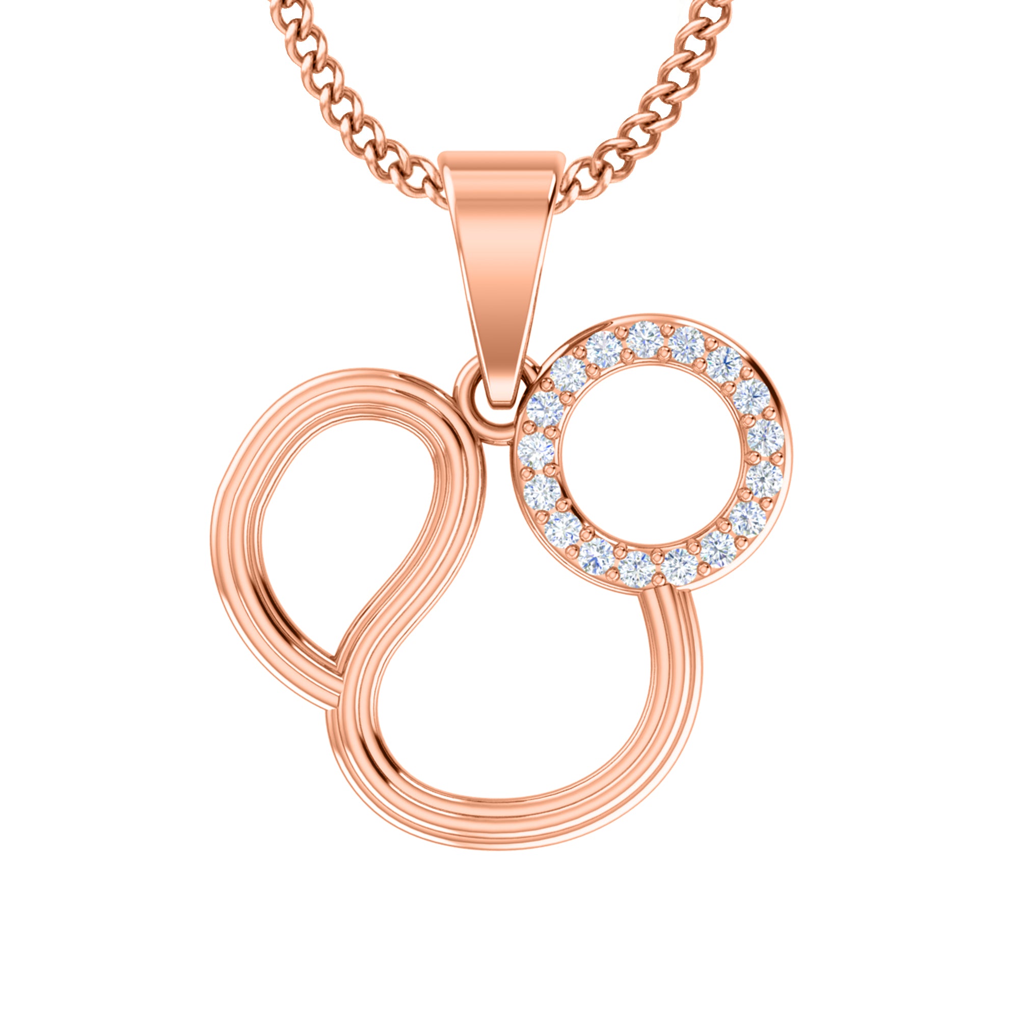 Ciondolo con segno del leone in moissanite da 0,085 ct RKC, gioielli in argento 925, placcato in oro rosa 14 carati, 3,40 g, altezza 18,50 mm