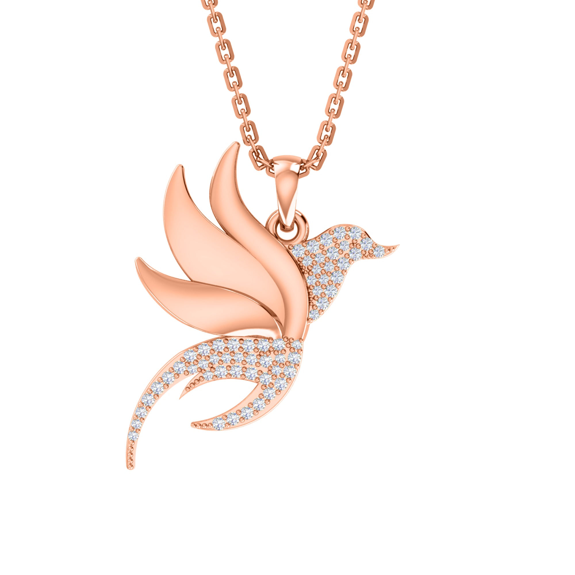 RKC 0,23 Karat Moissanit-Flügel-Charm-Anhänger, 925er Silberschmuck, 14 Karat Gelbgold vergoldet, Gewicht 4,50 g, Höhe 24 mm